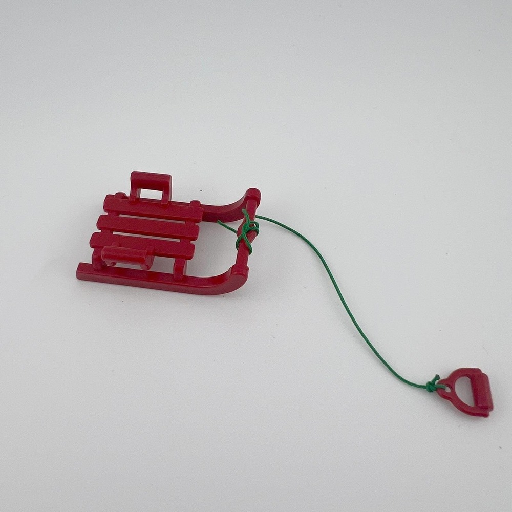 Vintage Playmobil Red Sled w‎ Pull Rope Winter Christmas Accessory 1980s